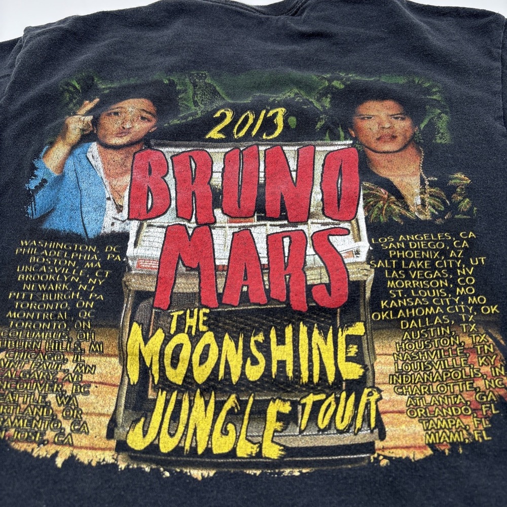 Bruno Mars The Moonshine Jungle Tour 2013 T-shirt Mens Size Medium Black - Picture 12 of 16